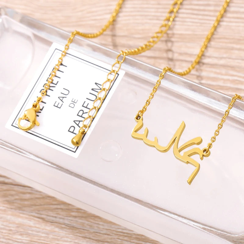 Custom Arabic Name Necklaces For Women Stainless Steel Chain Personalized Arabic Name Necklace Islamic Jewelry Bijoux Femme