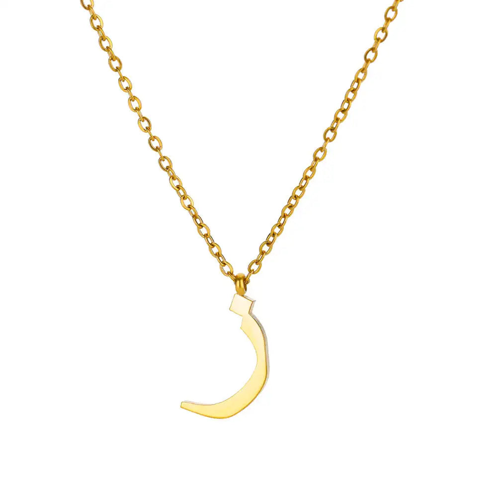 Arabic Alphabet Necklace For Women Fashion Simple Stainless Steel Letter Name Choker Necklace Lucky Amulet Muslim Female Jewelry