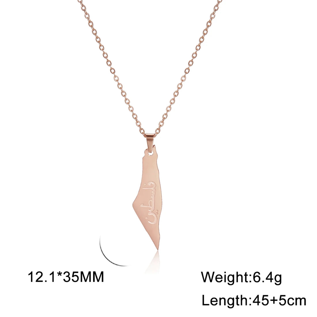 EUEAVAN Hollowed Islamic Script Necklace For Women Men Stainless Steel Palestine Israel Map Pendant Judaism Amulet Jewelry