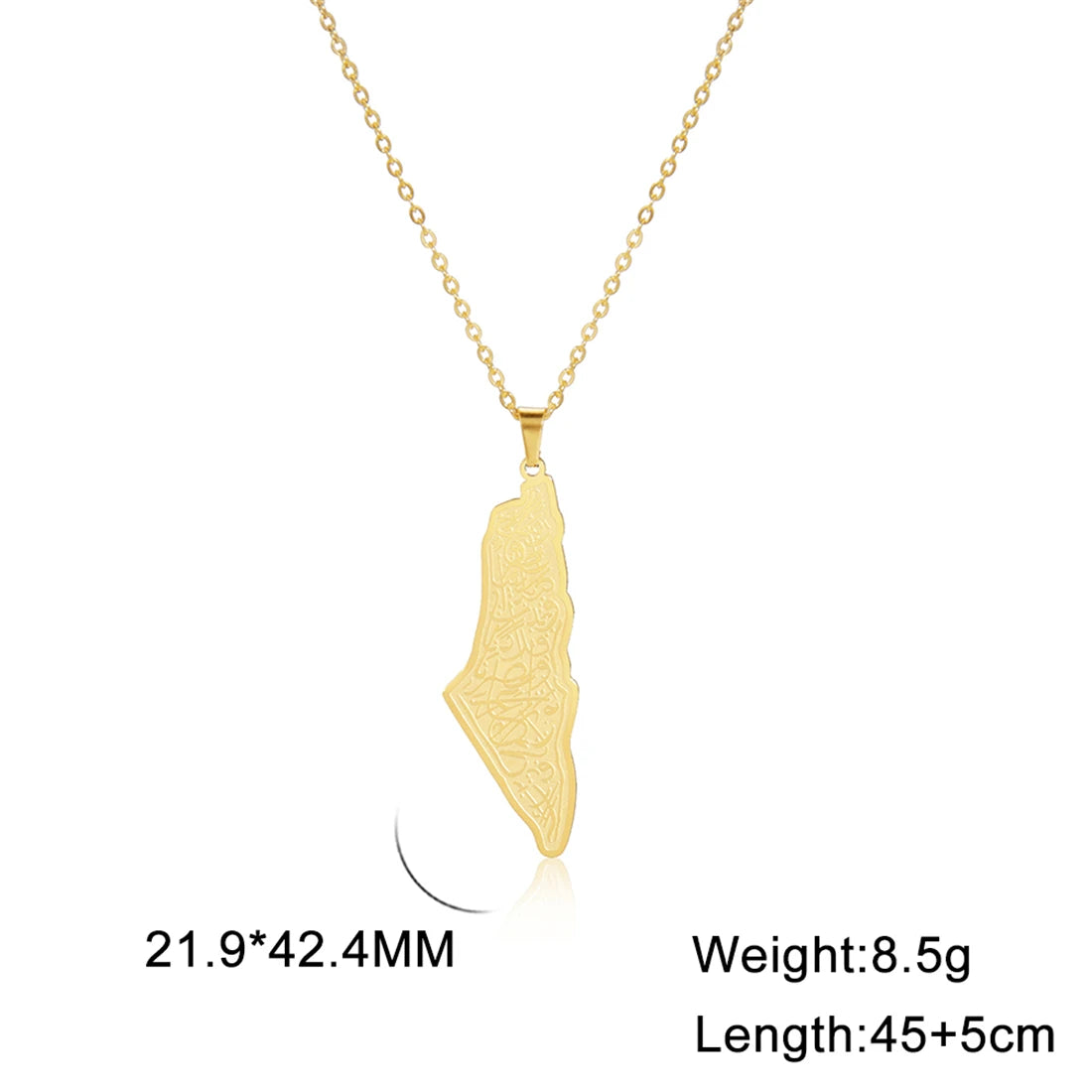 EUEAVAN Hollowed Islamic Script Necklace For Women Men Stainless Steel Palestine Israel Map Pendant Judaism Amulet Jewelry