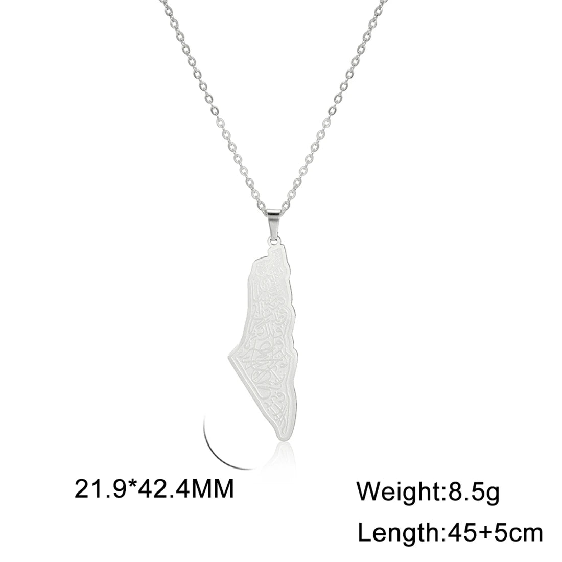 EUEAVAN Hollowed Islamic Script Necklace For Women Men Stainless Steel Palestine Israel Map Pendant Judaism Amulet Jewelry