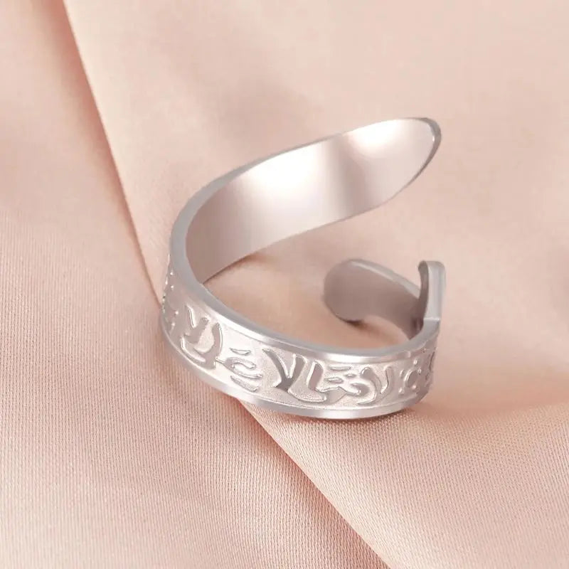 Dawapara Imam Ali Zulfiqar Shia Sword Ring Arabic Calligraphy Muslim Islamic Adjustable Ring Stainless Steel Jewelry