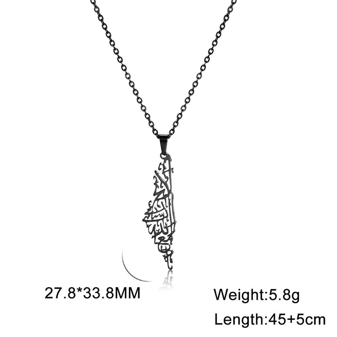 EUEAVAN Hollowed Islamic Script Necklace For Women Men Stainless Steel Palestine Israel Map Pendant Judaism Amulet Jewelry