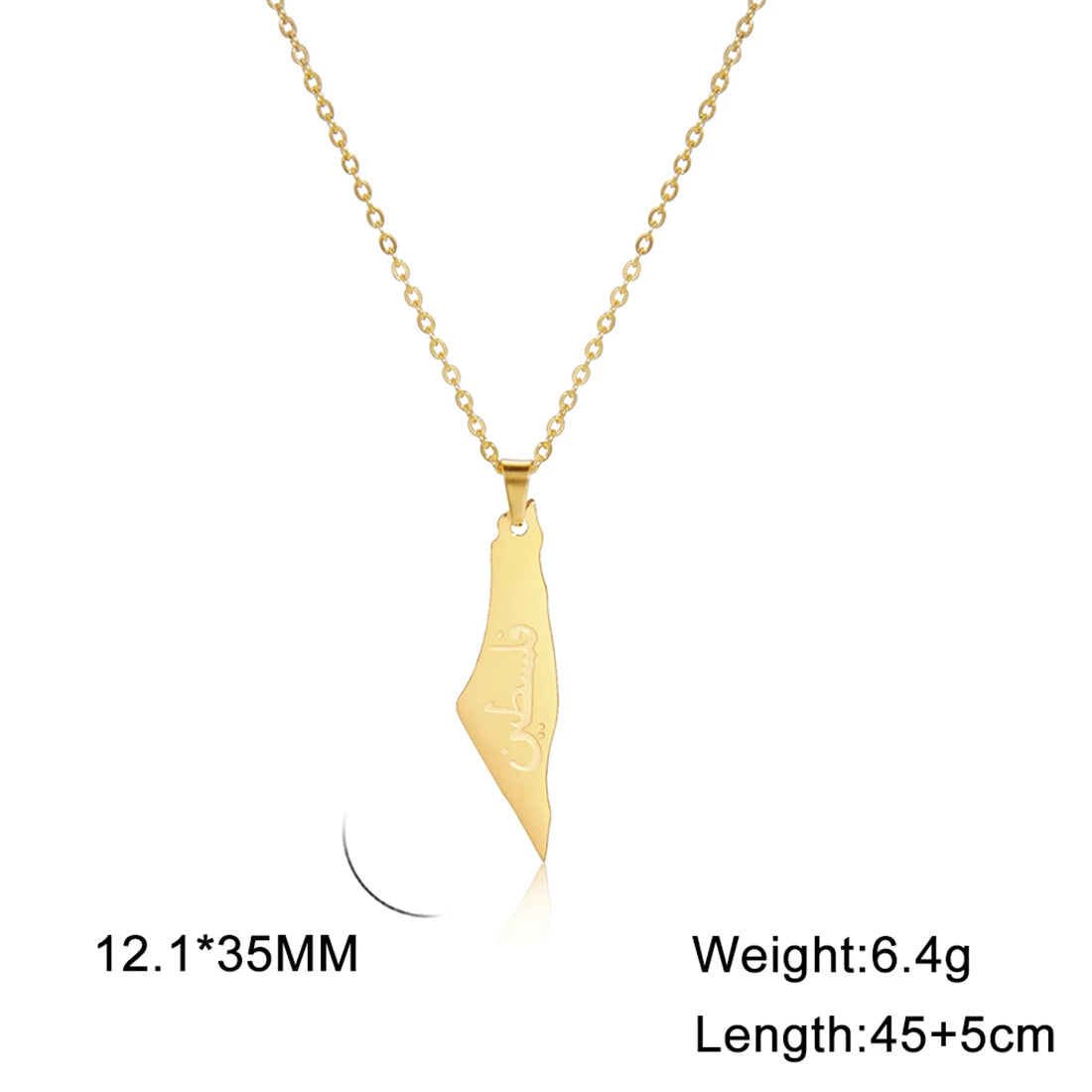EUEAVAN Hollowed Islamic Script Necklace For Women Men Stainless Steel Palestine Israel Map Pendant Judaism Amulet Jewelry