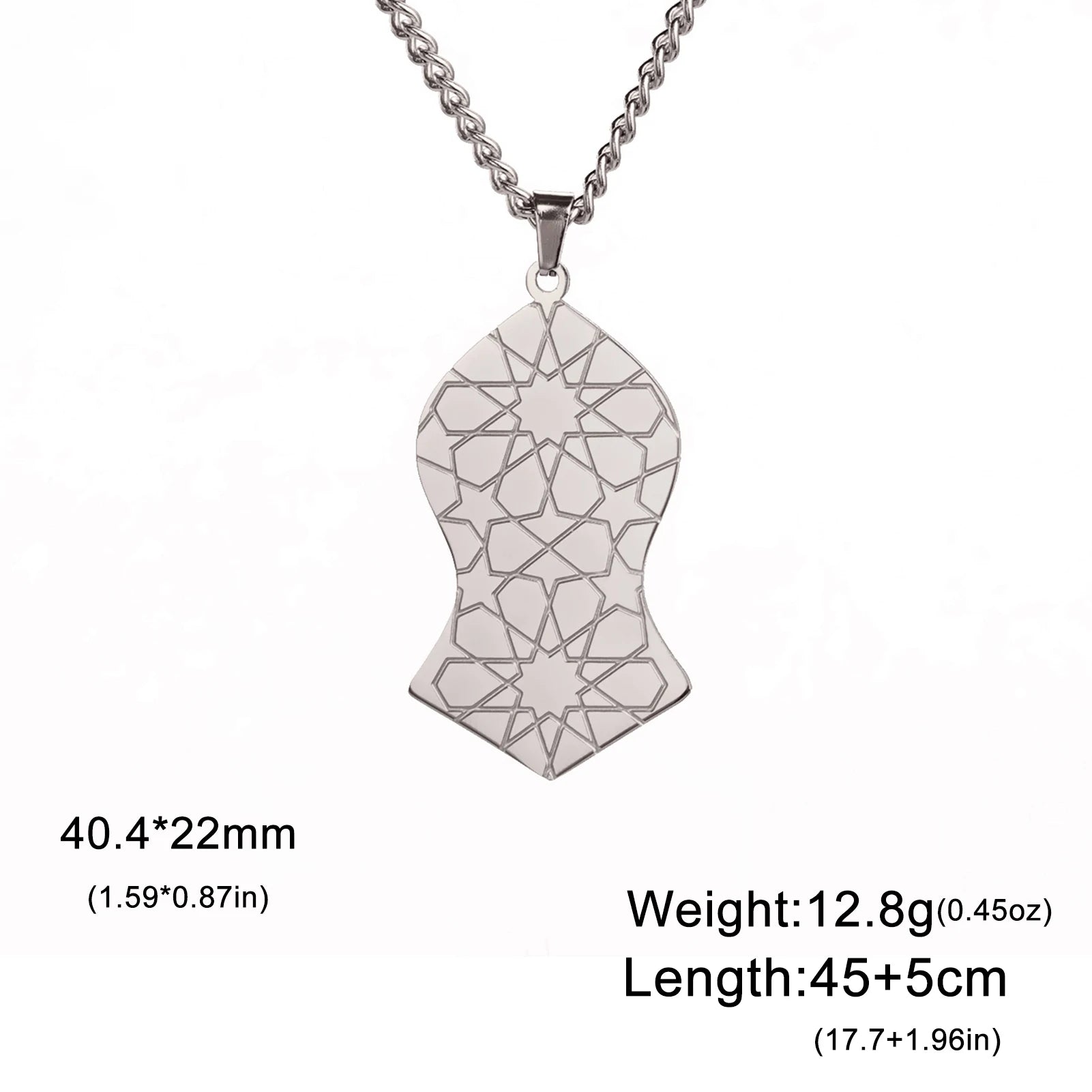 LIKGREAT Islamic Calligraphy Pendant Necklace Ayatul Kursi Stainless Steel Prophet Muhammad Nalain Jewelry Eid Gifts Wholesale