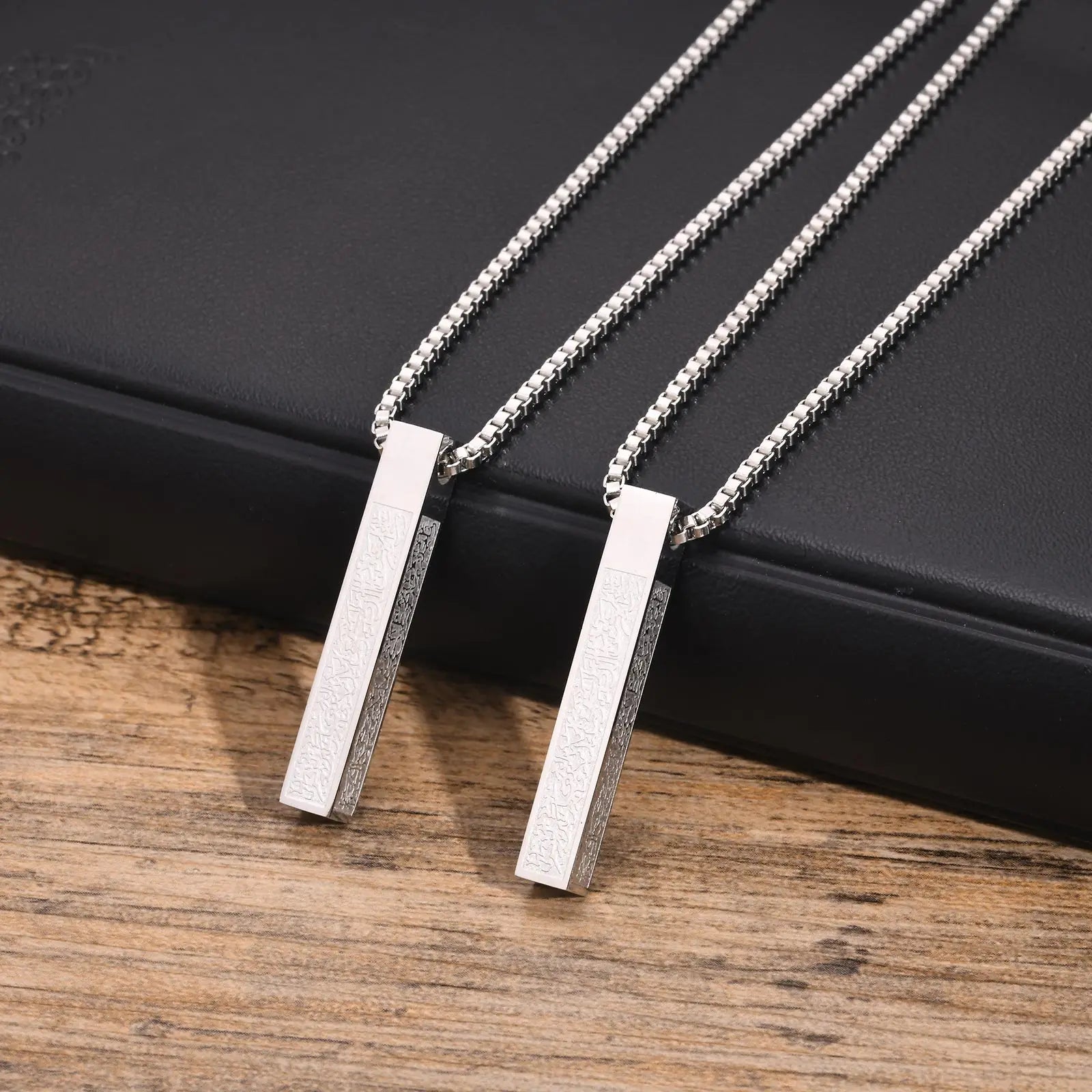 Vnox Islamic Jewelry Gifts for Women Muslim Pendant Allah Arabic 3D Bar Necklaces Ayatul Kursi Necklace Islam Eid Ramadan