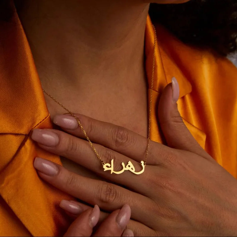Custom Arabic Name Necklaces For Women Stainless Steel Chain Personalized Arabic Name Necklace Islamic Jewelry Bijoux Femme