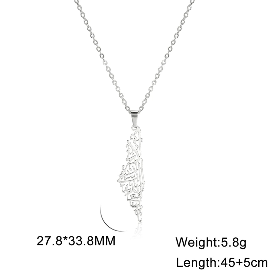 EUEAVAN Hollowed Islamic Script Necklace For Women Men Stainless Steel Palestine Israel Map Pendant Judaism Amulet Jewelry