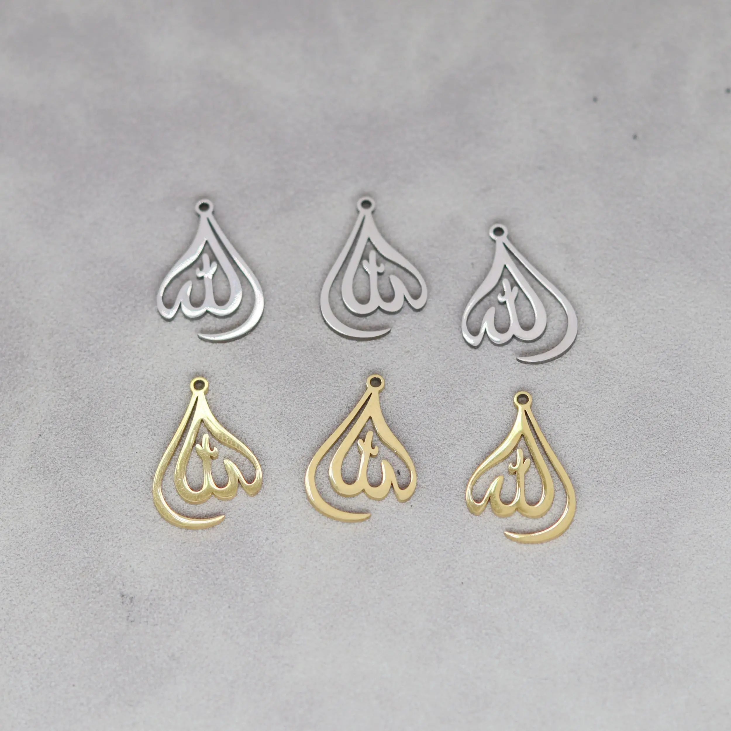 3pcs Classic Arabic God Allah Charms Stainless Steel Pendant DIY Craft Earrings Necklace Jewelry Making Islamic Muslim Accessory