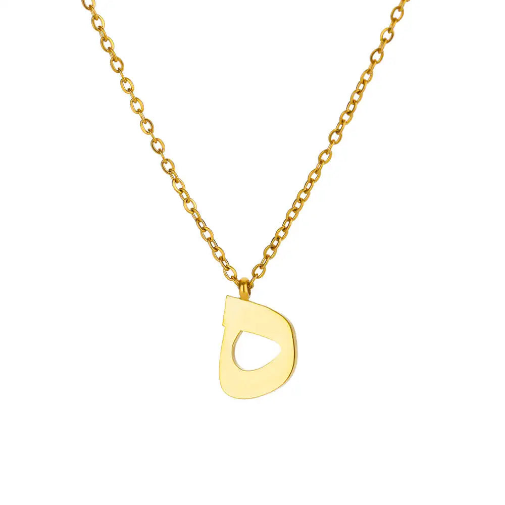 Arabic Alphabet Necklace For Women Fashion Simple Stainless Steel Letter Name Choker Necklace Lucky Amulet Muslim Female Jewelry