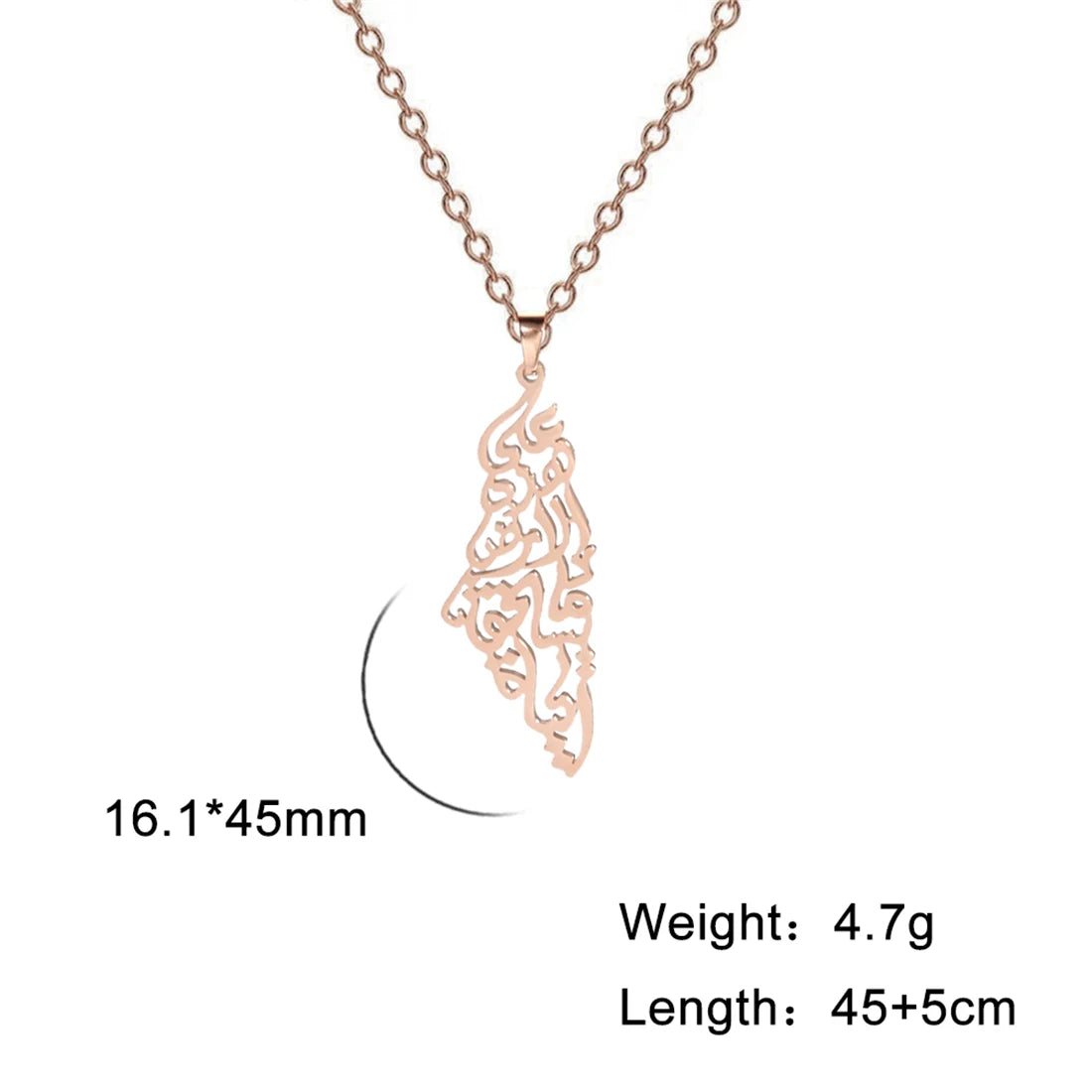EUEAVAN Hollowed Islamic Script Necklace For Women Men Stainless Steel Palestine Israel Map Pendant Judaism Amulet Jewelry