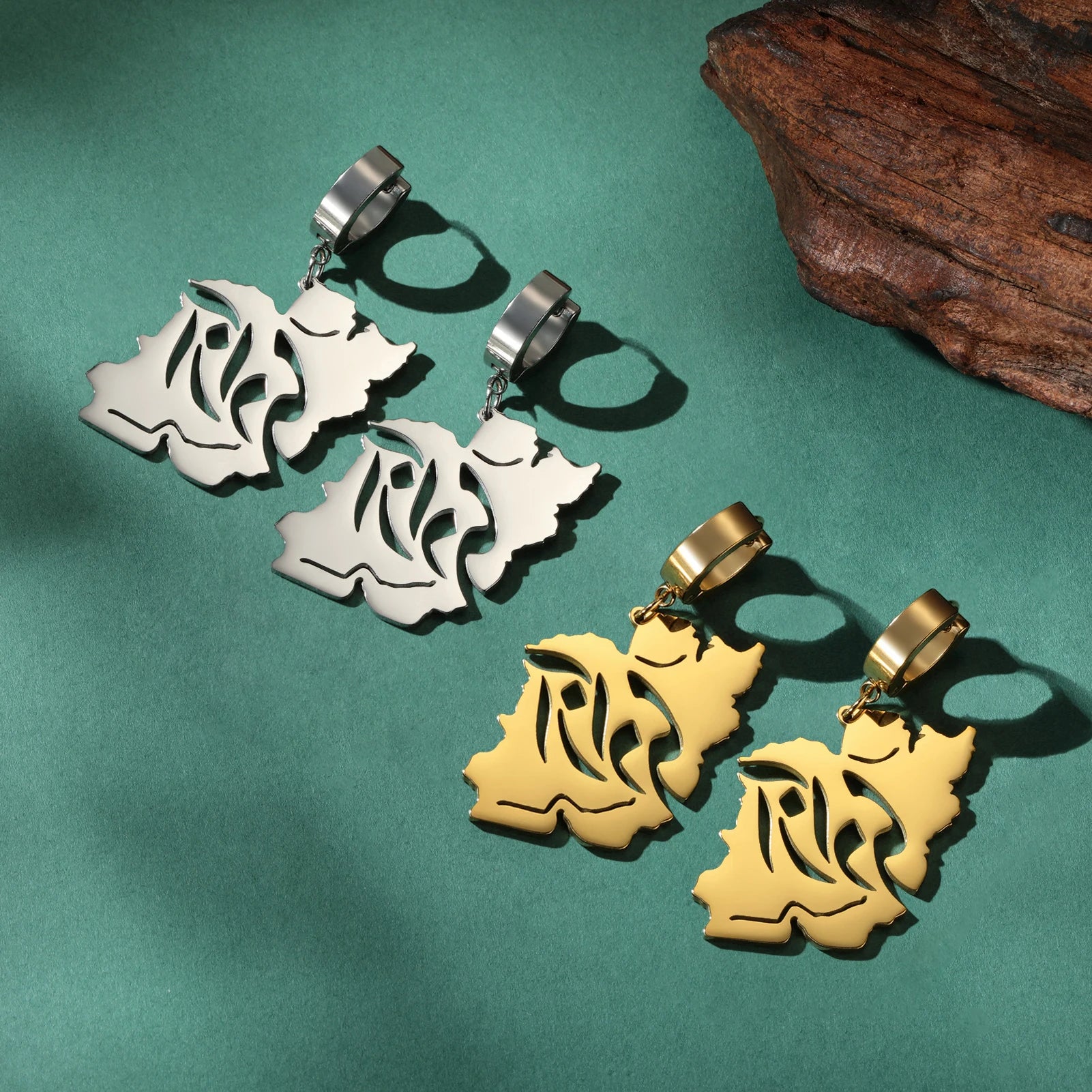 Iranian Persian Hafez Poem Earrings Farsi Calligraphy Iranian Persian Map Earrings Freedom Azadi Peace Dove Olive Branch Earring