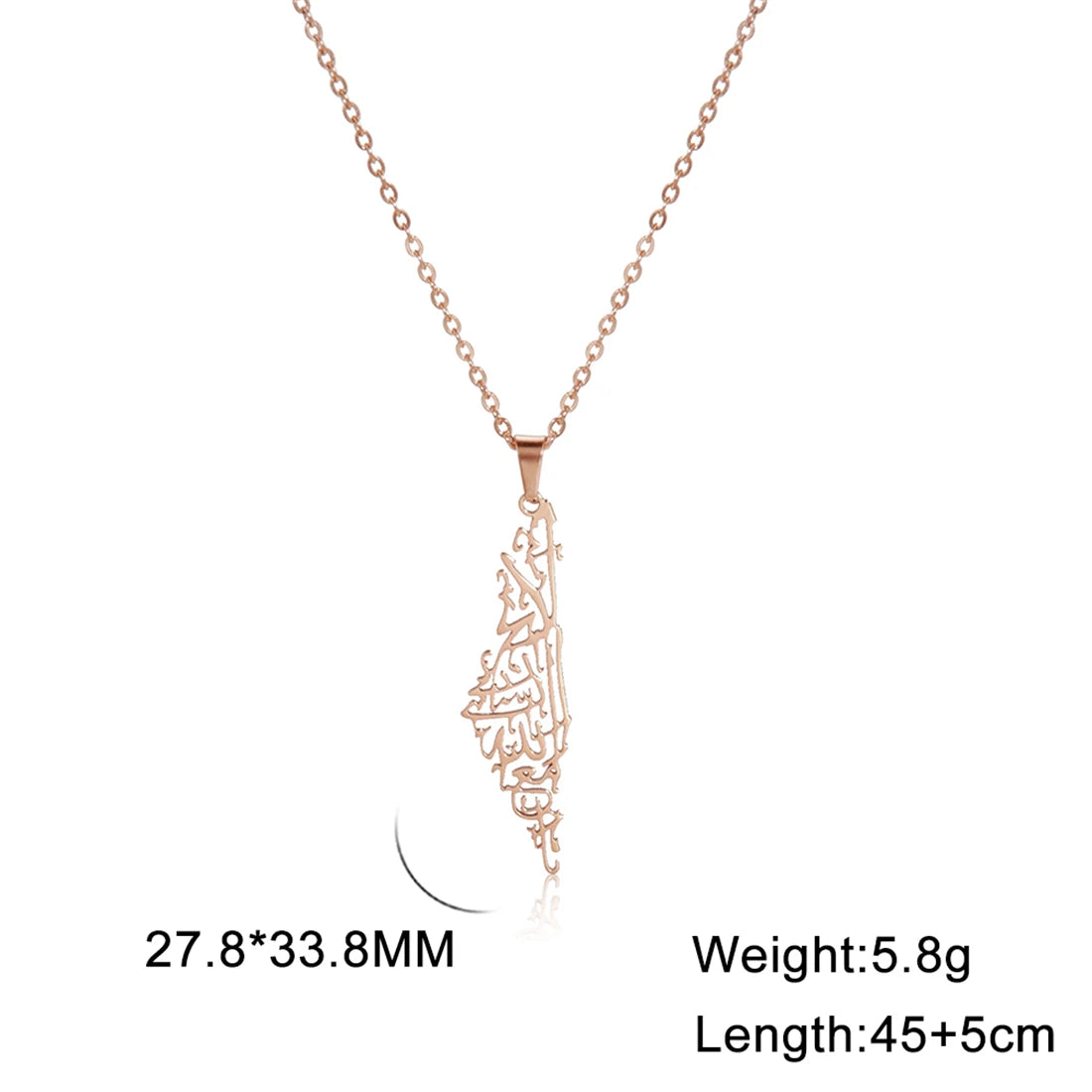 EUEAVAN Hollowed Islamic Script Necklace For Women Men Stainless Steel Palestine Israel Map Pendant Judaism Amulet Jewelry