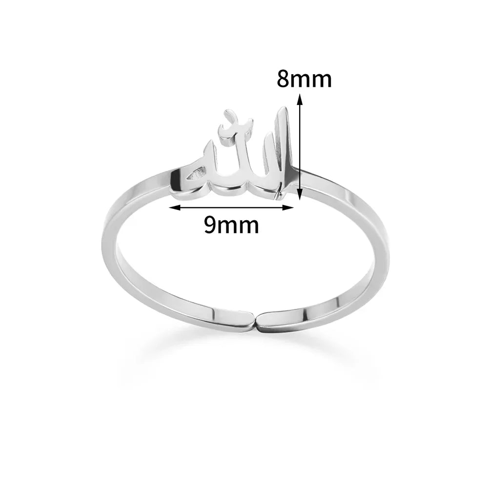 Arabic Islamic Muslim Allah Rings For Women Men Stainless Steel Gold Color Islam Religious Amulet Adjustable Ring Jewelry Gift