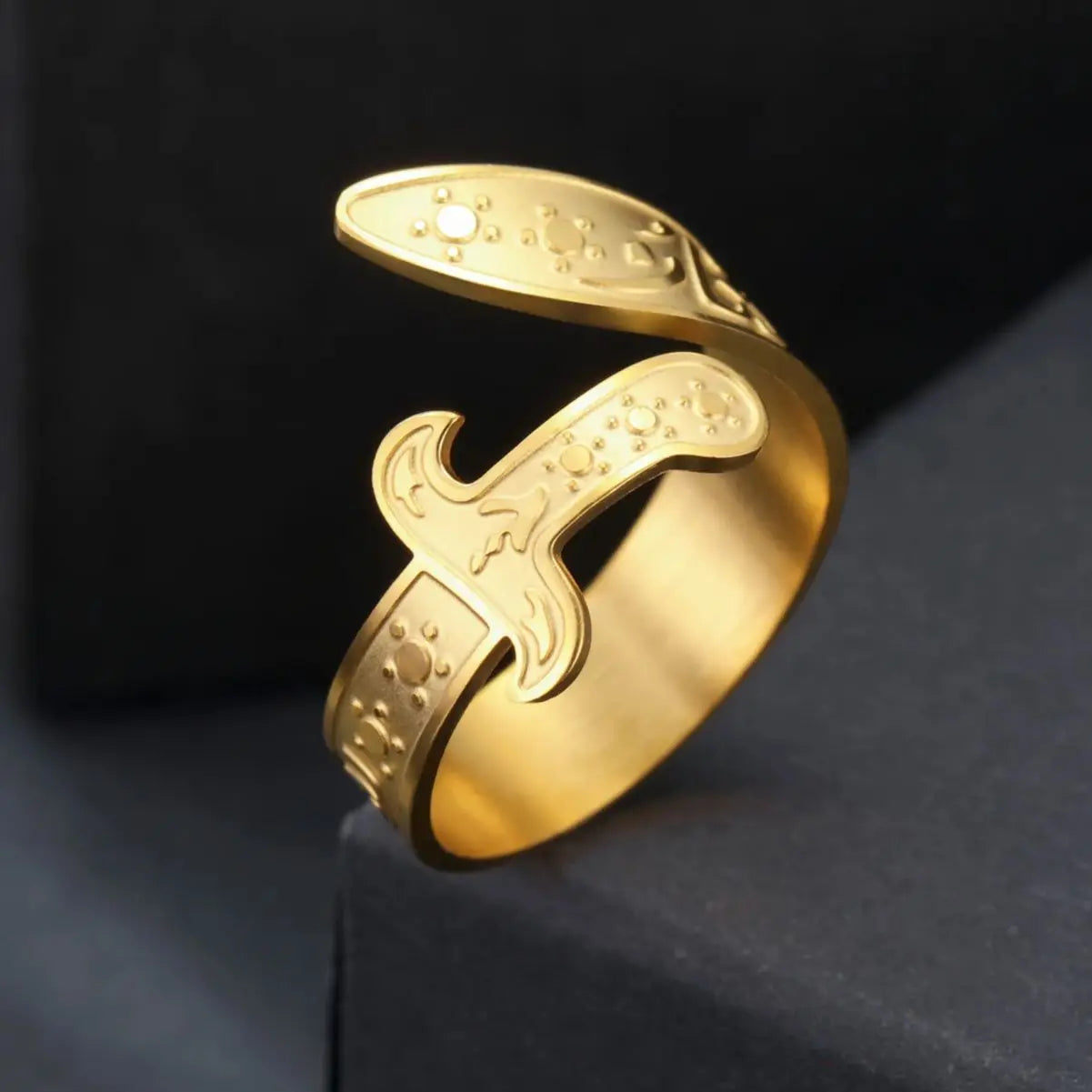 Dawapara Imam Ali Zulfiqar Shia Sword Ring Arabic Calligraphy Muslim Islamic Adjustable Ring Stainless Steel Jewelry
