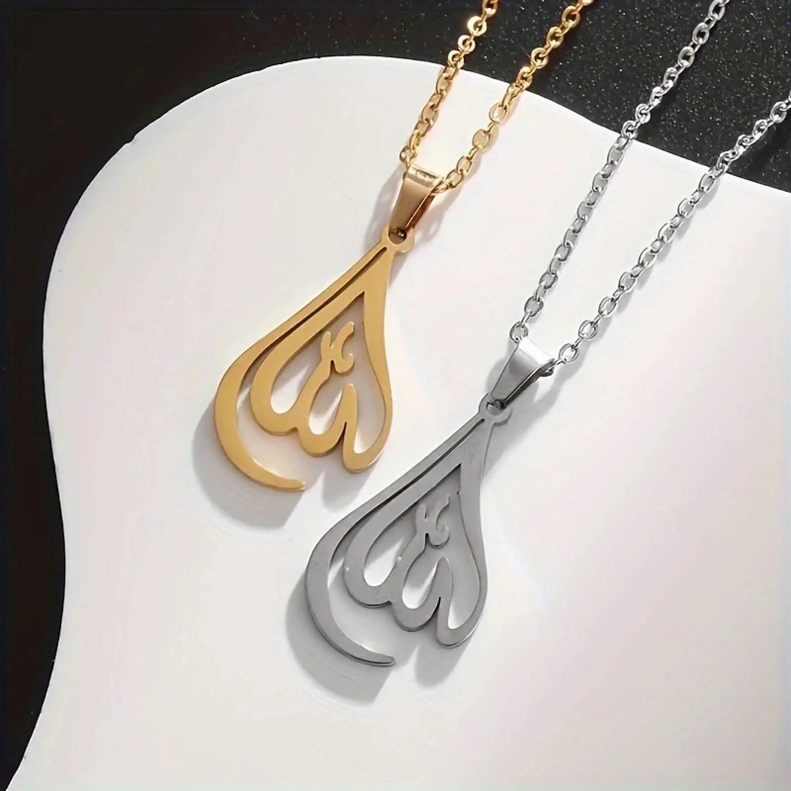 Islamic Quran Allah Pendant Necklaces for Women Men Arabic Muslim Stainless Steel Jewelry Gift