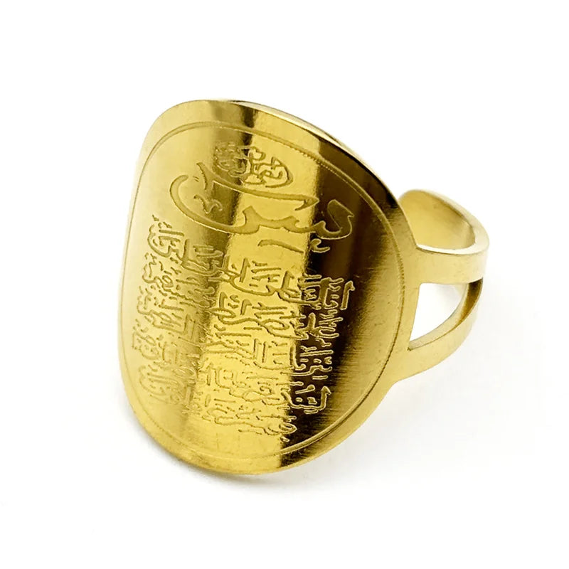 Islamic Muslim Quran Rings for Women Men Stainless Steel Gold Silver Color Arabic Luxury Ring Jewelry nouveautés bagues