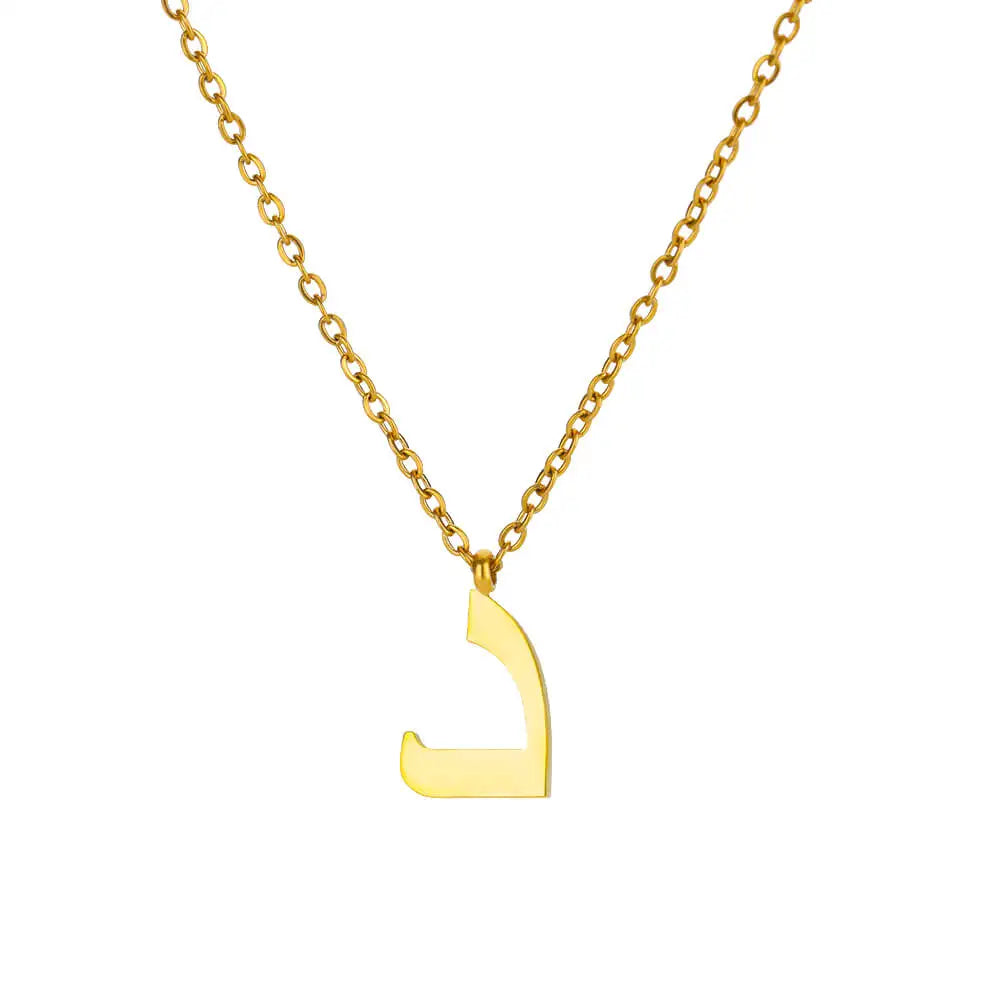 Arabic Alphabet Necklace For Women Fashion Simple Stainless Steel Letter Name Choker Necklace Lucky Amulet Muslim Female Jewelry