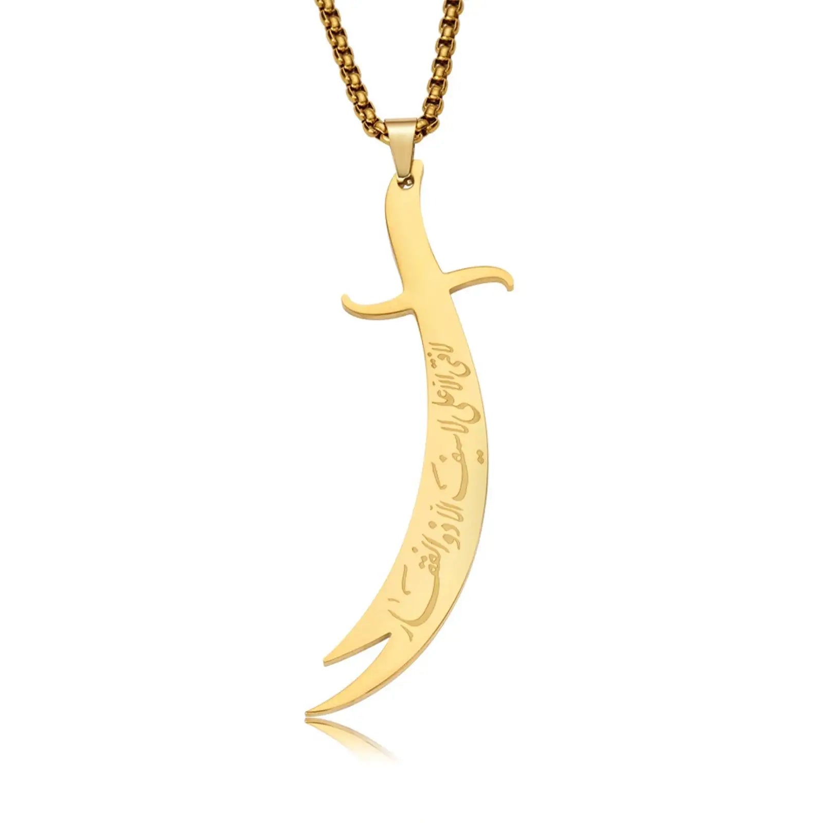 Islamic Imam Ali Zulfiqar Sword Pendant Necklace for Women Men Muslim Gifts Stainless Steel Jewelry Accessories