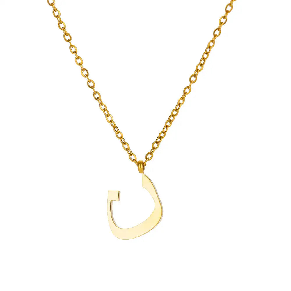 Arabic Alphabet Necklace For Women Fashion Simple Stainless Steel Letter Name Choker Necklace Lucky Amulet Muslim Female Jewelry