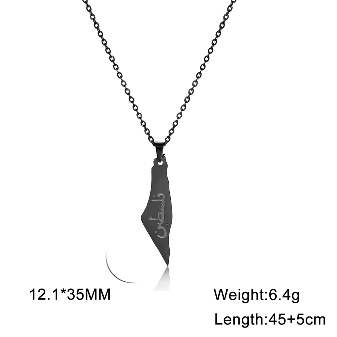 EUEAVAN Hollowed Islamic Script Necklace For Women Men Stainless Steel Palestine Israel Map Pendant Judaism Amulet Jewelry