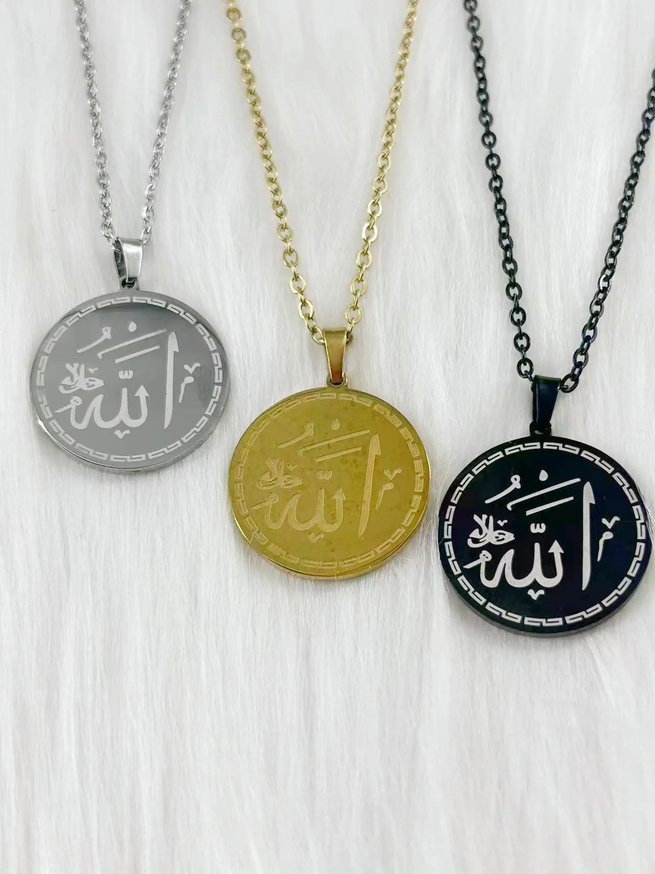 WOUWU Stainless Steel Islamic Jewelry Individualized Ayatul Kursi Necklace Accessory