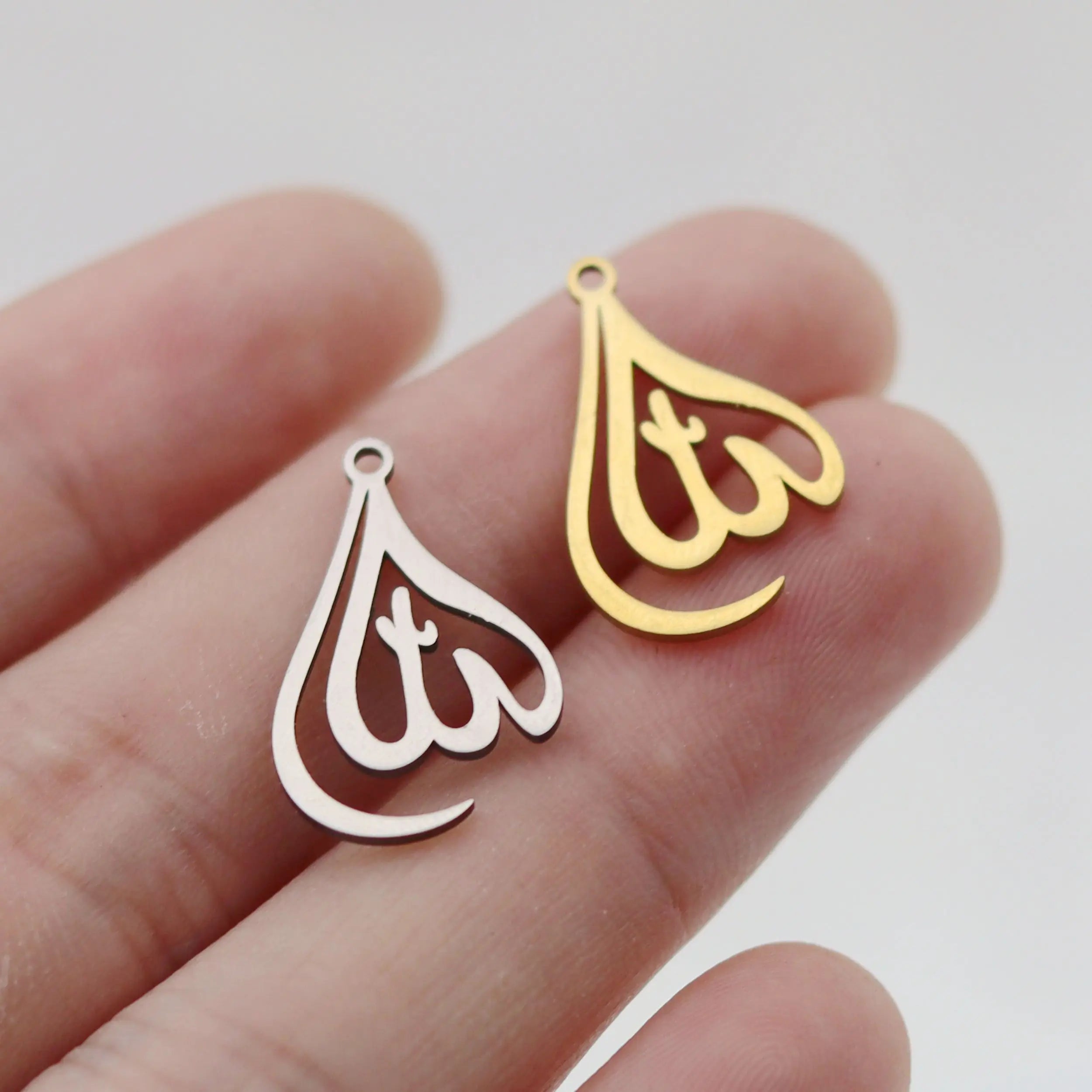 3pcs Classic Arabic God Allah Charms Stainless Steel Pendant DIY Craft Earrings Necklace Jewelry Making Islamic Muslim Accessory