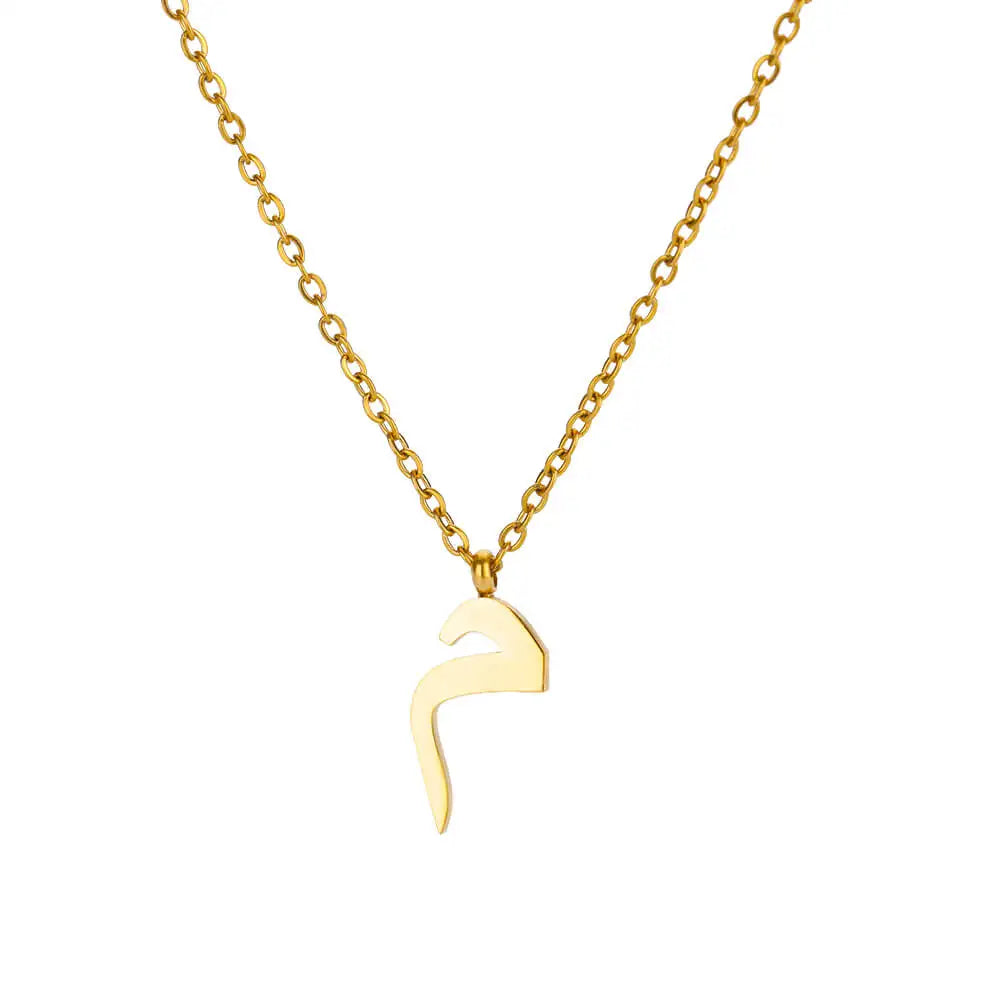 Arabic Alphabet Necklace For Women Fashion Simple Stainless Steel Letter Name Choker Necklace Lucky Amulet Muslim Female Jewelry