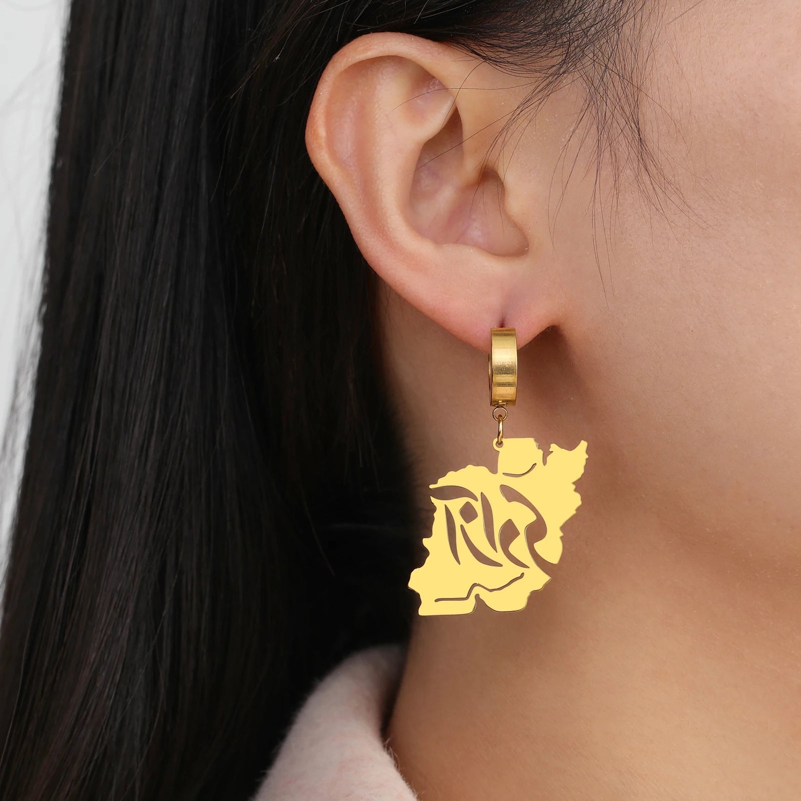 Iranian Persian Hafez Poem Earrings Farsi Calligraphy Iranian Persian Map Earrings Freedom Azadi Peace Dove Olive Branch Earring