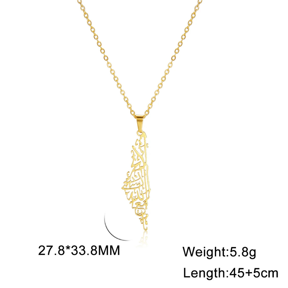 EUEAVAN Hollowed Islamic Script Necklace For Women Men Stainless Steel Palestine Israel Map Pendant Judaism Amulet Jewelry