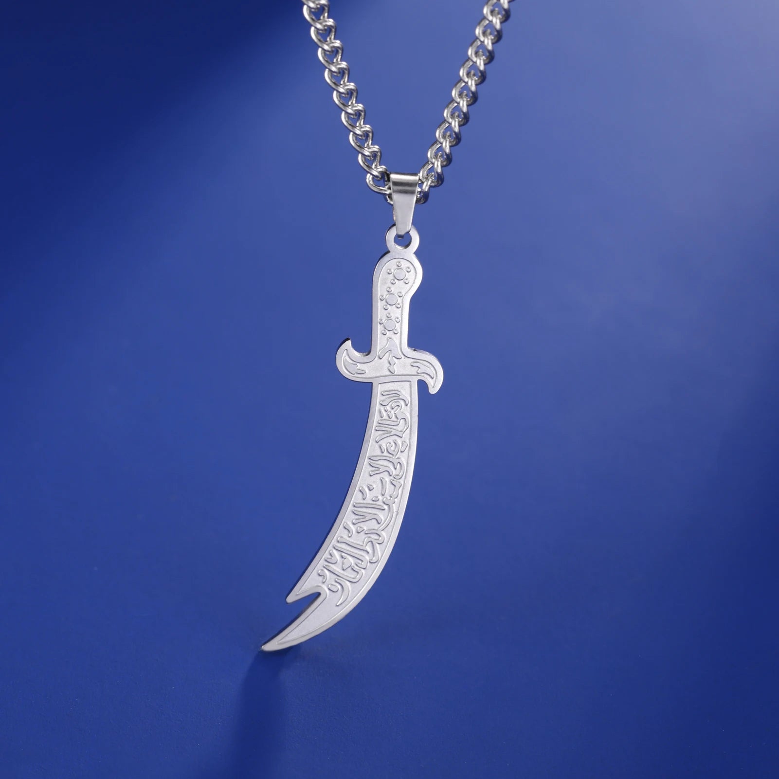 Stainless Steel Sword Necklace for Men Women Islamic Arabic Zulfiqar Sword Pendant Necklaces Muslim Jewelry Talisman Amulet Gift