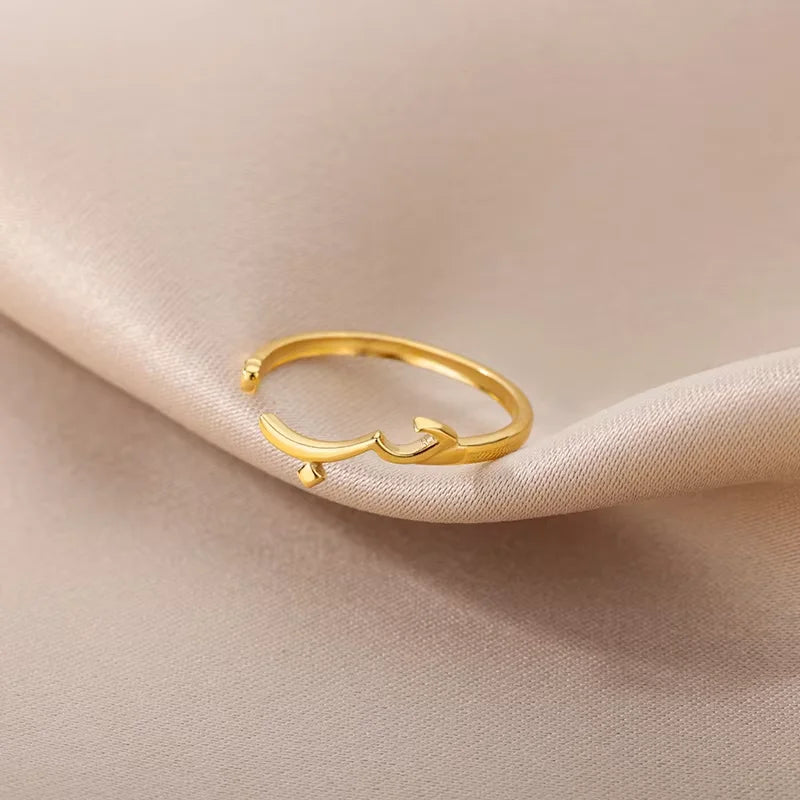 Arabic Islamic Muslim Allah Rings For Women Men Stainless Steel Gold Color Islam Religious Amulet Adjustable Ring Jewelry Gift