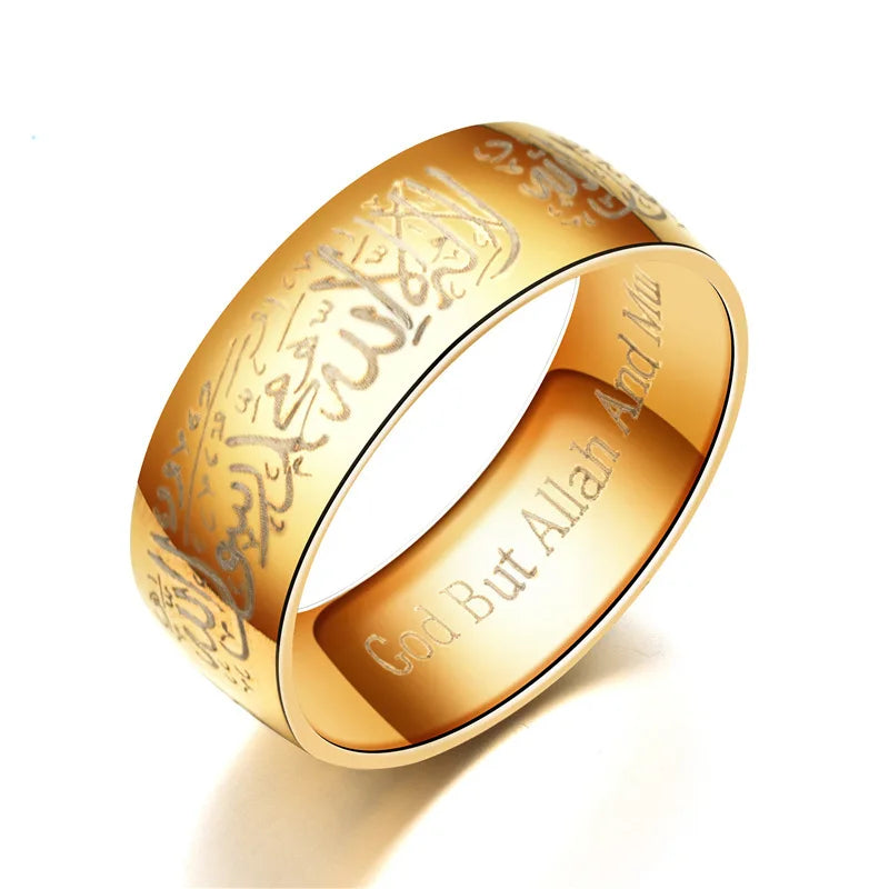 Trendy Titanium Steel Quran Messager Rings Muslim Religious Islamic Words Arabic God Ring For Men Women