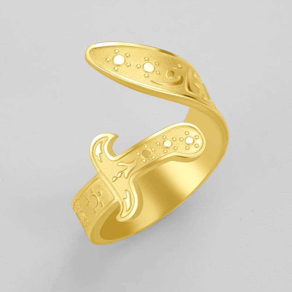 Dawapara Imam Ali Zulfiqar Shia Sword Ring Arabic Calligraphy Muslim Islamic Adjustable Ring Stainless Steel Jewelry