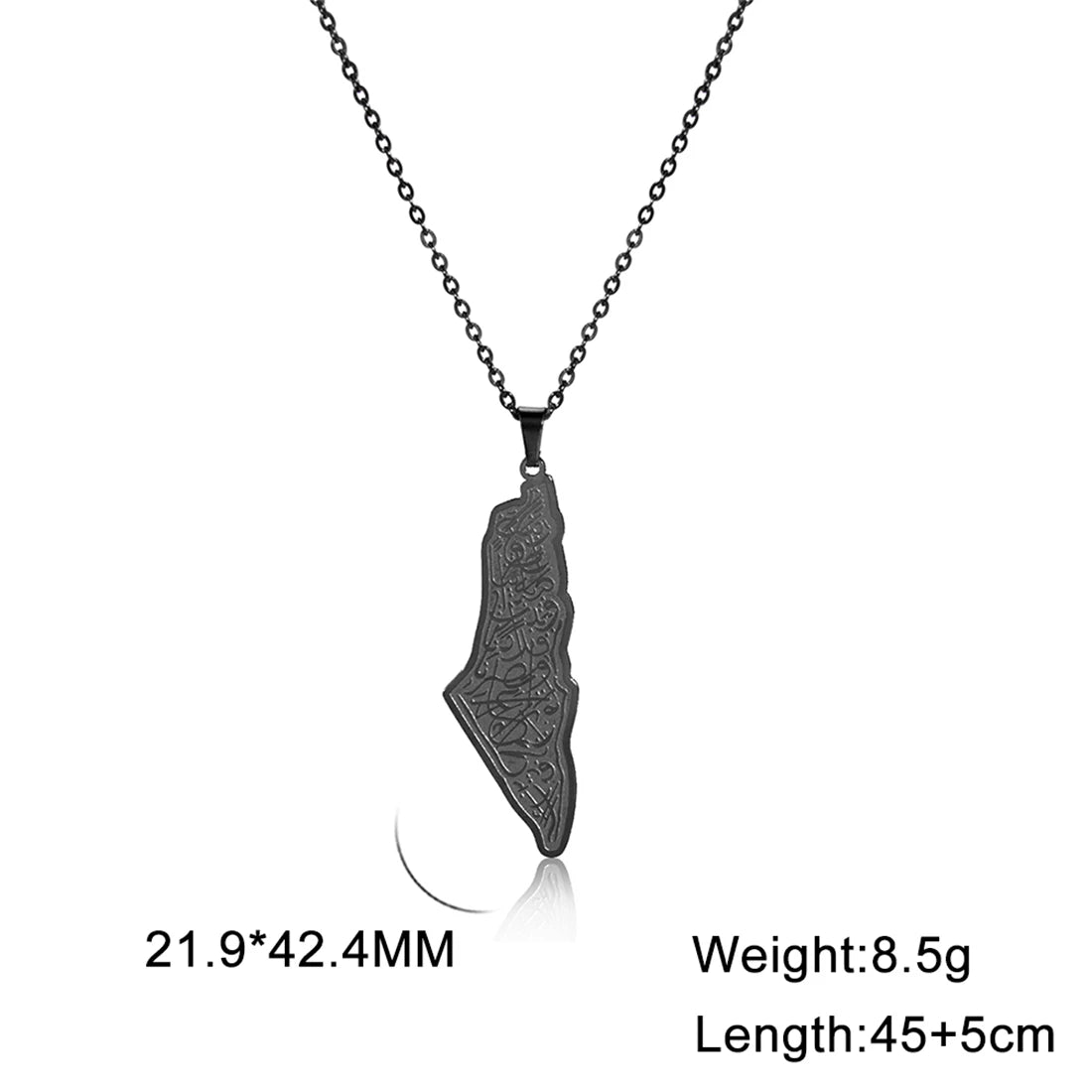 EUEAVAN Hollowed Islamic Script Necklace For Women Men Stainless Steel Palestine Israel Map Pendant Judaism Amulet Jewelry