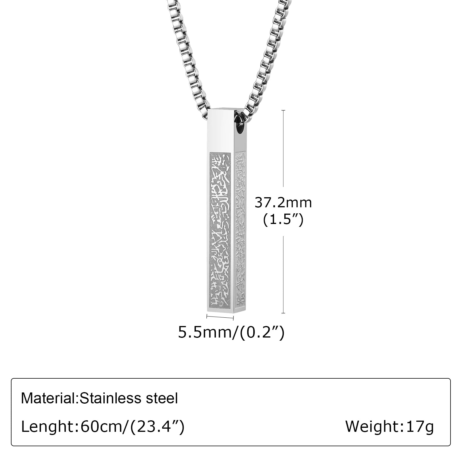 Vnox Islamic Jewelry Gifts for Women Muslim Pendant Allah Arabic 3D Bar Necklaces Ayatul Kursi Necklace Islam Eid Ramadan