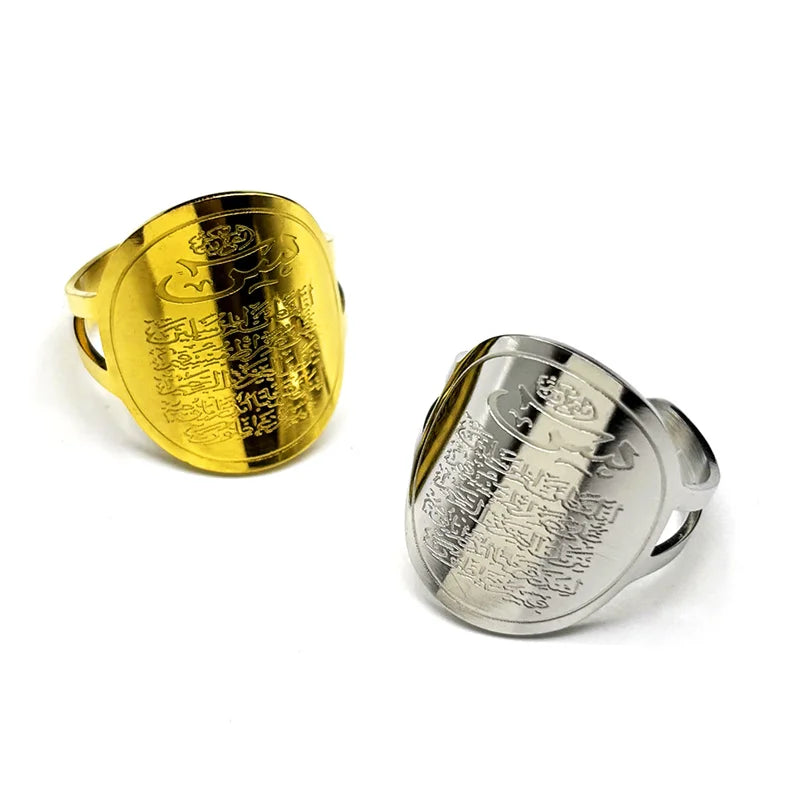 Islamic Muslim Quran Rings for Women Men Stainless Steel Gold Silver Color Arabic Luxury Ring Jewelry nouveautés bagues