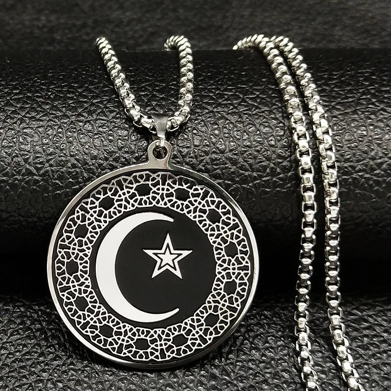 Arabic Sword Stainless Steel Necklaces Chain for Men Imam Ali Sword Muslim Islam Knife Necklace Pendant Islamic Jewelry N558S01