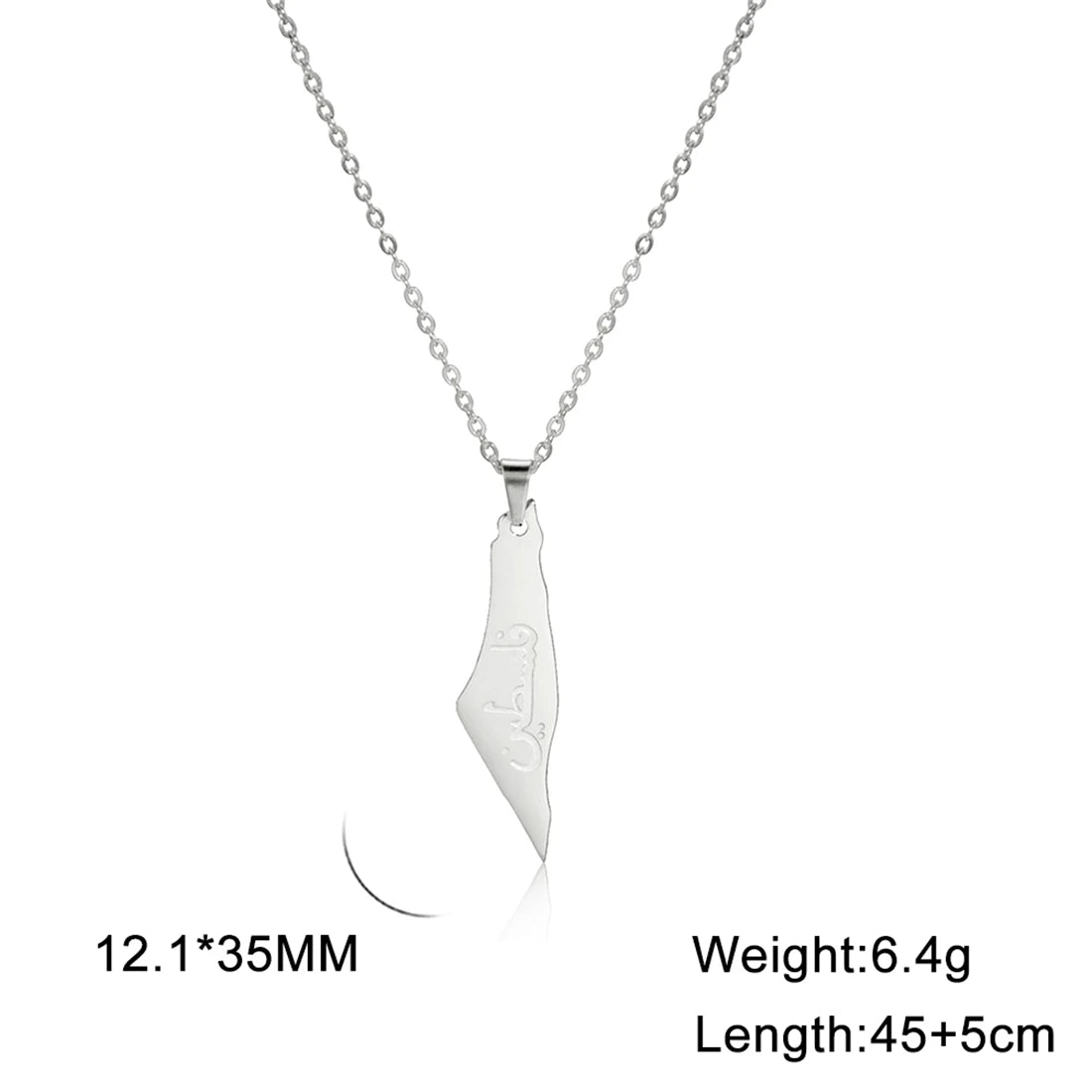 EUEAVAN Hollowed Islamic Script Necklace For Women Men Stainless Steel Palestine Israel Map Pendant Judaism Amulet Jewelry
