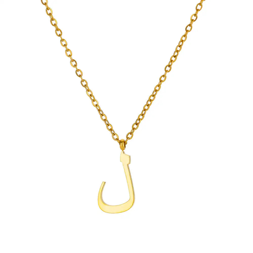 Arabic Alphabet Necklace For Women Fashion Simple Stainless Steel Letter Name Choker Necklace Lucky Amulet Muslim Female Jewelry