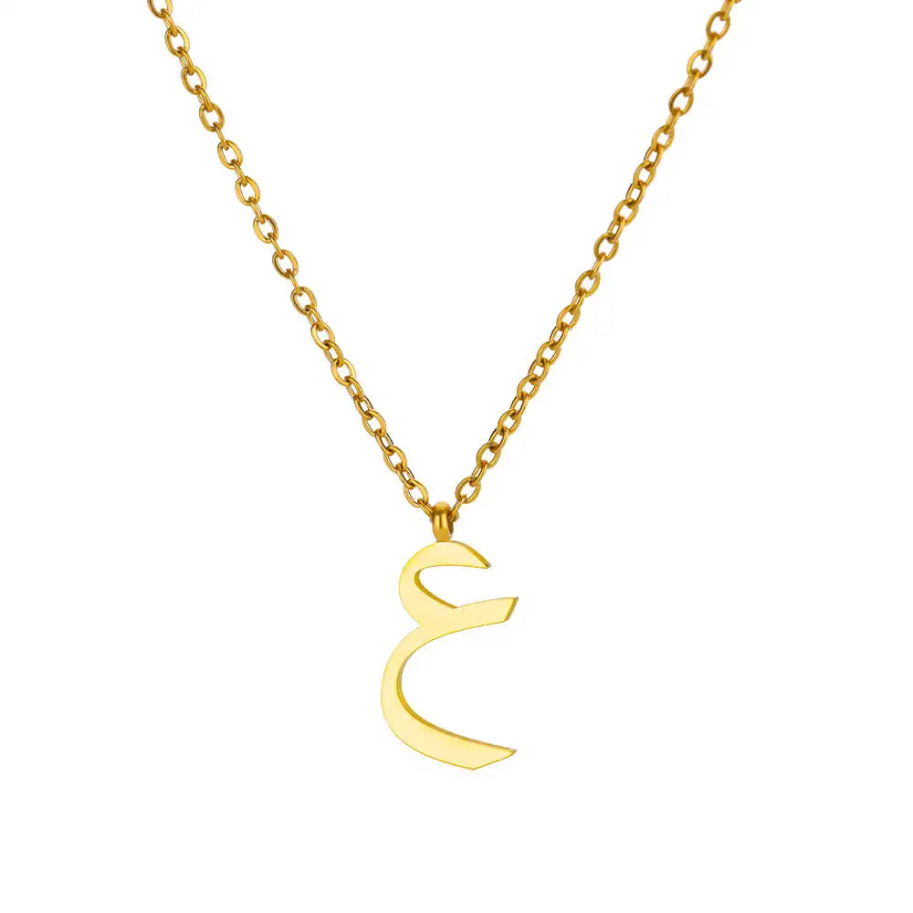 Arabic Alphabet Necklace For Women Fashion Simple Stainless Steel Letter Name Choker Necklace Lucky Amulet Muslim Female Jewelry