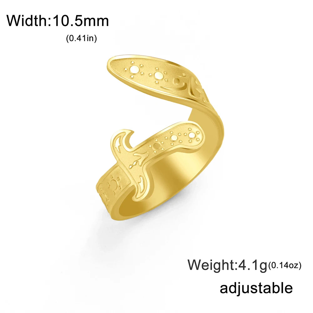 Dawapara Imam Ali Zulfiqar Shia Sword Ring Arabic Calligraphy Muslim Islamic Adjustable Ring Stainless Steel Jewelry
