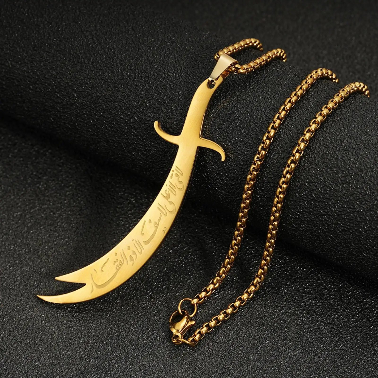 Islamic Imam Ali Zulfiqar Sword Pendant Necklace for Women Men Muslim Gifts Stainless Steel Jewelry Accessories